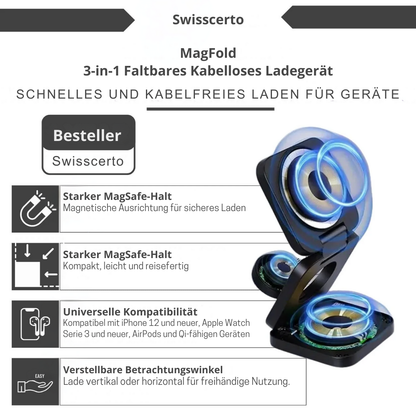 MagFold | 3 in 1 Faltbares Kabeloses Ladegerät