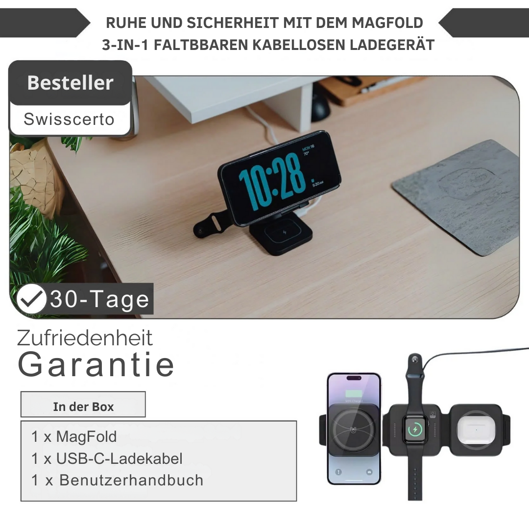 MagFold | 3 in 1 Faltbares Kabeloses Ladegerät