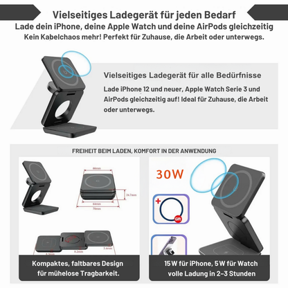 MagFold | 3 in 1 Faltbares Kabeloses Ladegerät