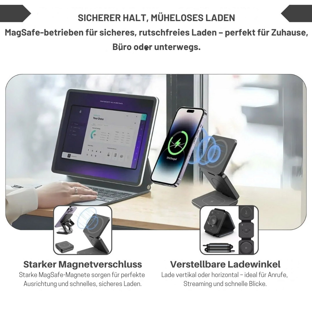 MagFold | 3 in 1 Faltbares Kabeloses Ladegerät