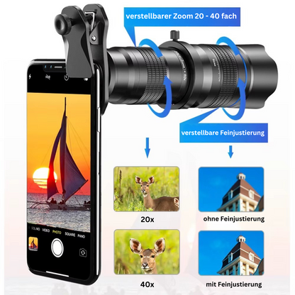 FocusPro Zoom-Linse | 20–40x Vergrößerung für Smartphone-Fotografie
